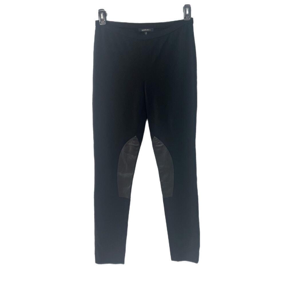 Lafayette 148 Black Breeches Leggings Medium Riding Leather Knee Patch Pants